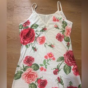 Rose Garden Camisole Dress - White and Red